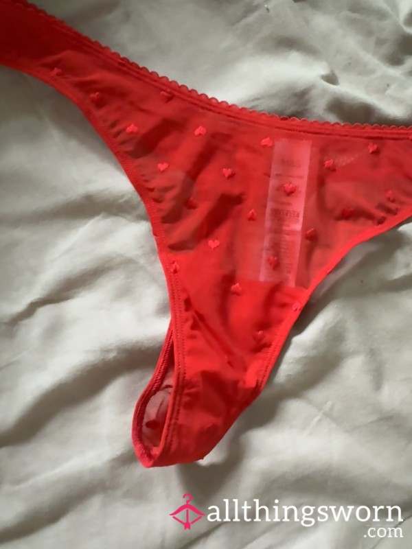 Red Mesh Heart Thong