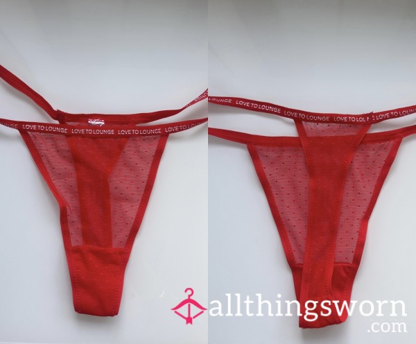 Red Mesh Polka Dot Skimpy Thong