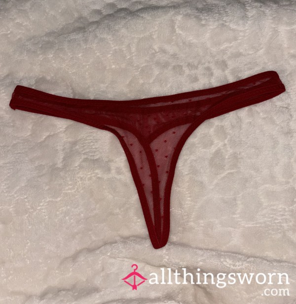 Red Mesh Polkadot G-string