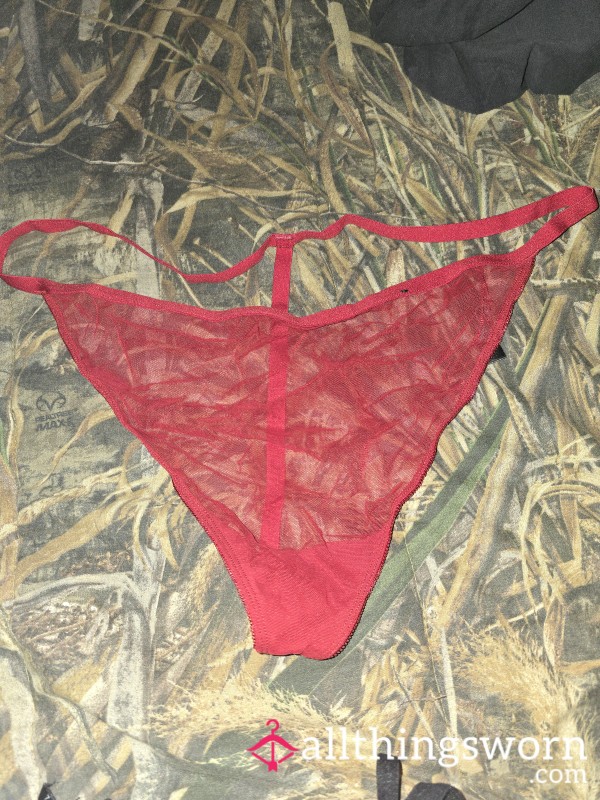 Red Mesh Thong