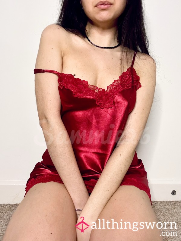 Red Nightdress With Lace Detail ❤️‍🔥