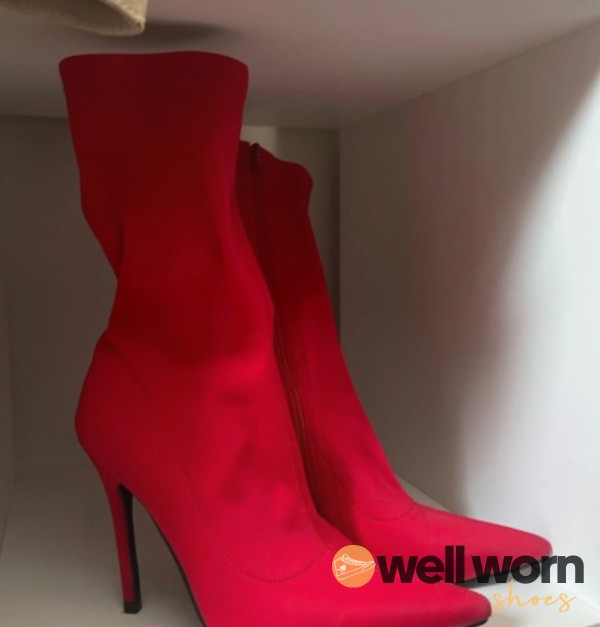 Red Nylon Ankle Boots