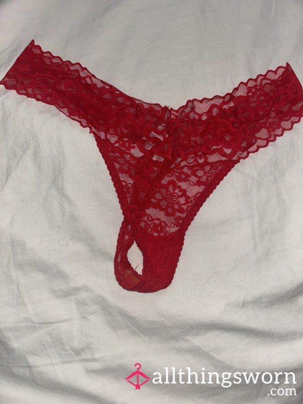 Red One Day Worn Thong 💦
