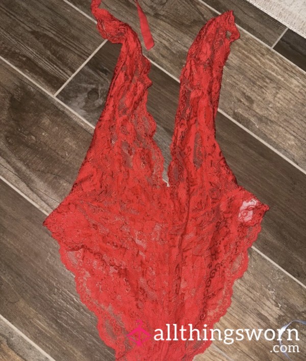 Red One Piece Lacy Lingerie