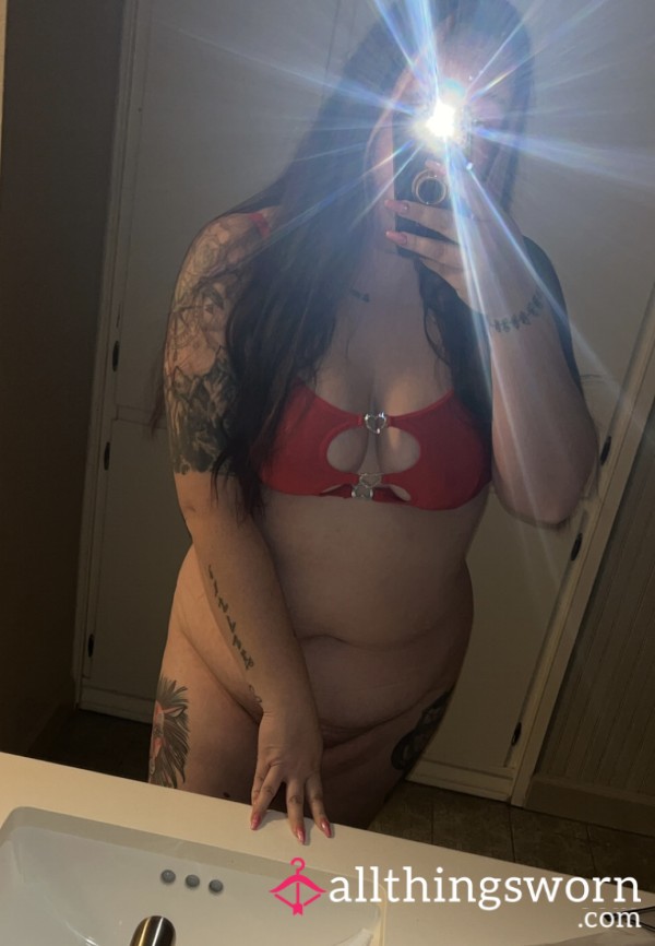 Red Open Front Bra