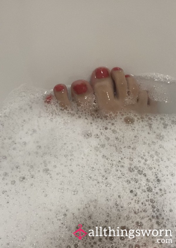 Bubble Bath With My Red Painted Toes