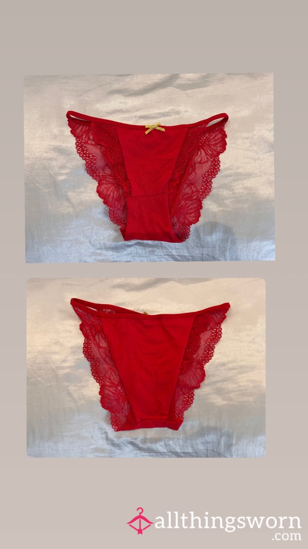 Red Panties With A Lace Trim