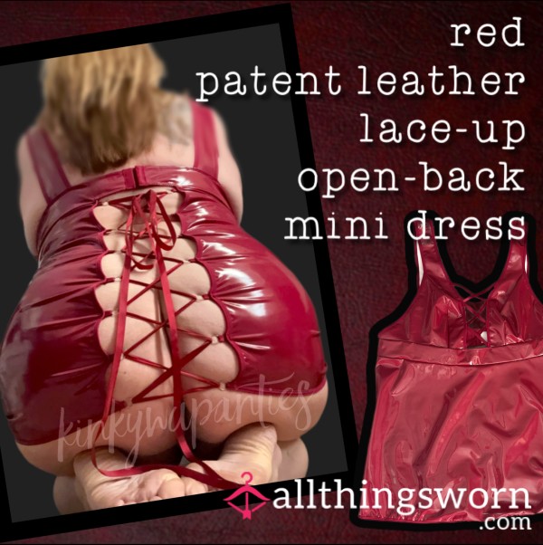 Red Patent Leather Lace-Up Mini Dress - Includes 1-day Wear & U.S. Shipping