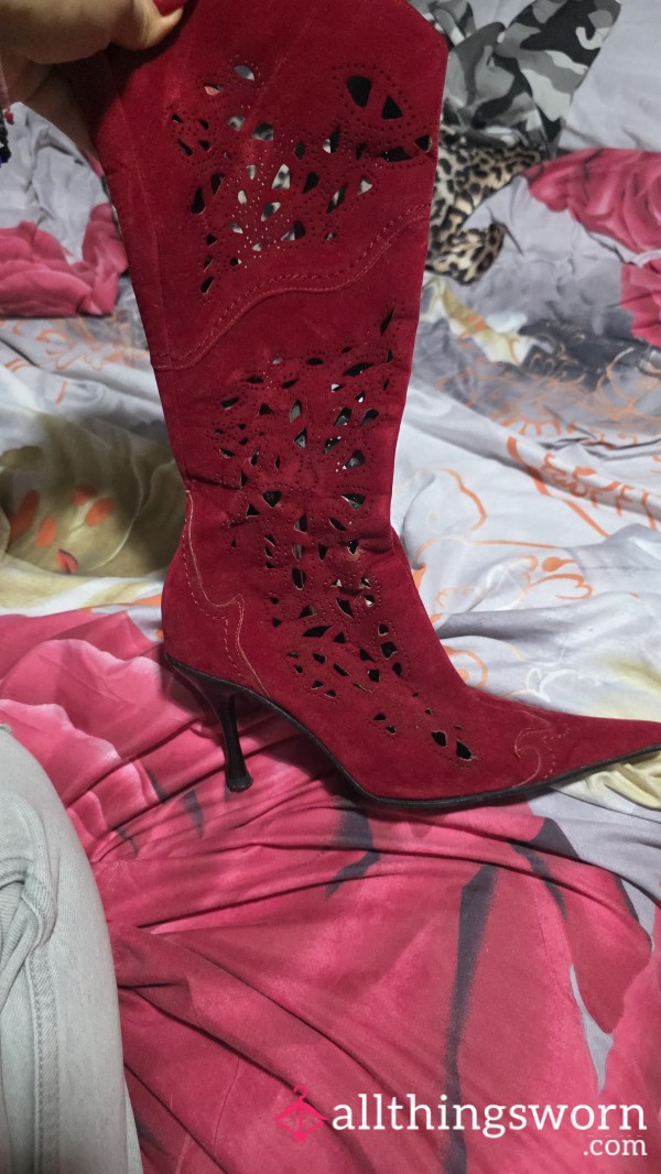 Vintage 16 Years Old Cowboy Boots Red
