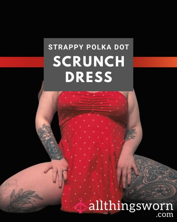 Red Polka Dot Scrunch Bust Dress – Worn Just For You ❤️🤍 (UK L + Delivery Included)