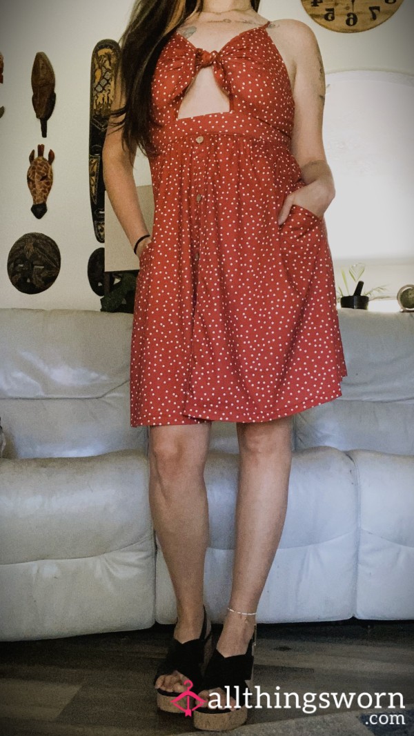 Red Polkadot Keyhole Dress
