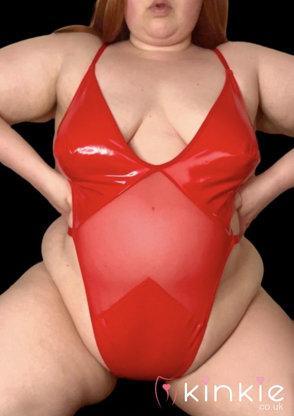 ❤️ Red PU Leather & Mesh Plus Size Bodysuit With G-string Thong ❤️