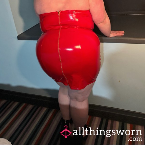Red PVC Dress – Tight, Shiny, And Made To Tease
