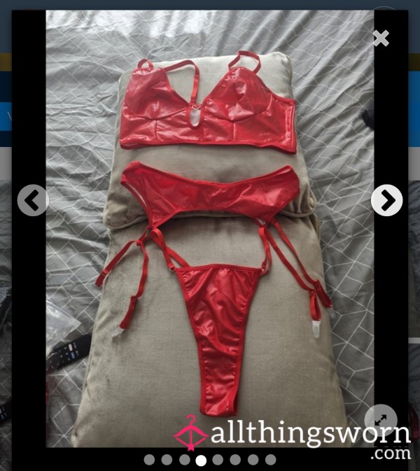 Red PVC Lingerie Set