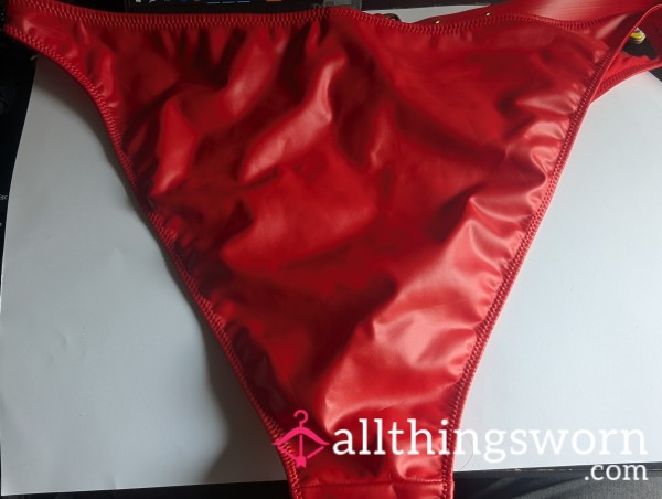 Red PVC-Style Knickers - Worn To Your Liking