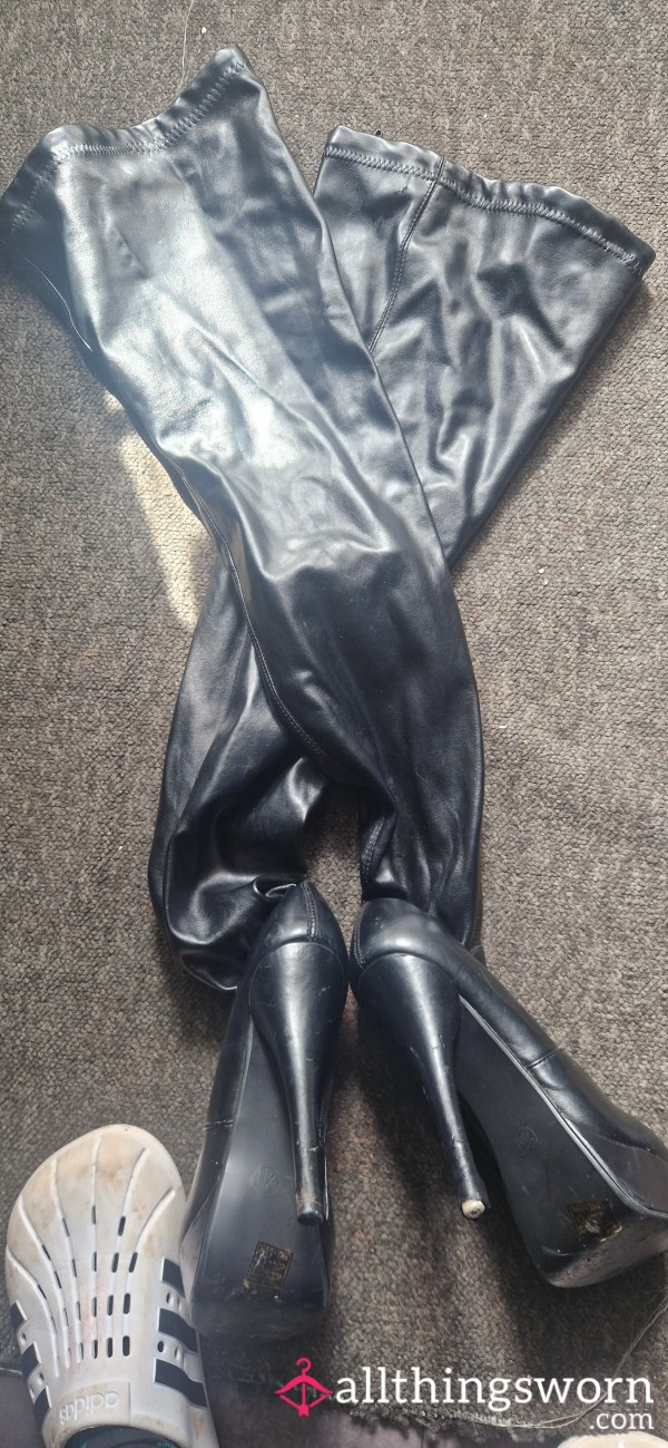 Red Pvc Thigh Highs AND Black Thigh Highs