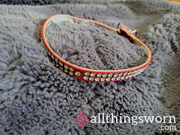Red Rhinestones Buckle Collar