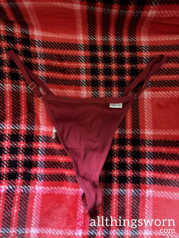 Red Ribbed Gstring, XL