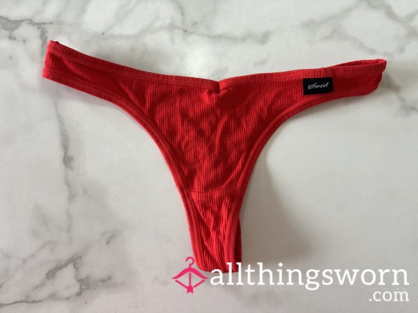 XS Red Ribbed Panty