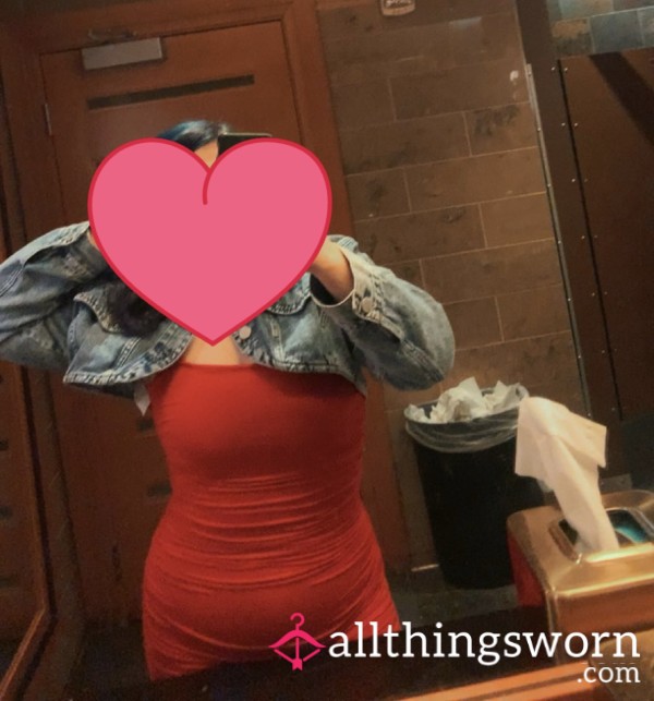 ❤️Red Ruched Midi- Length Bodycon Dress Size Medium ❤️