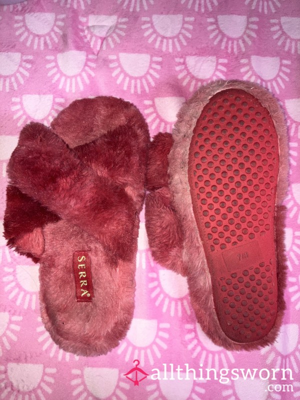 Red Sandal Thong Style Slipper Well Worn