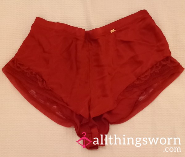 Red Satin And Lace French Knickers