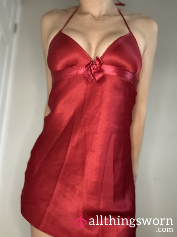 Red Satin Babydoll Dress