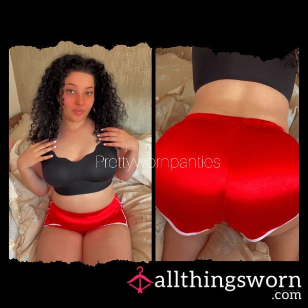 Red Satin Shorts For Sale ❤️
