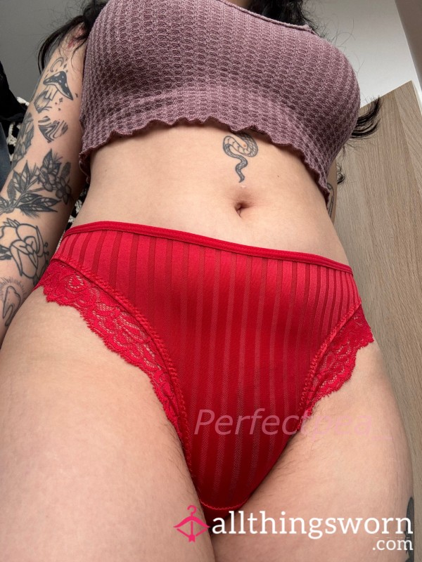 Red Satin Striped Briefs