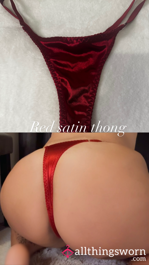 Red Satin Thong