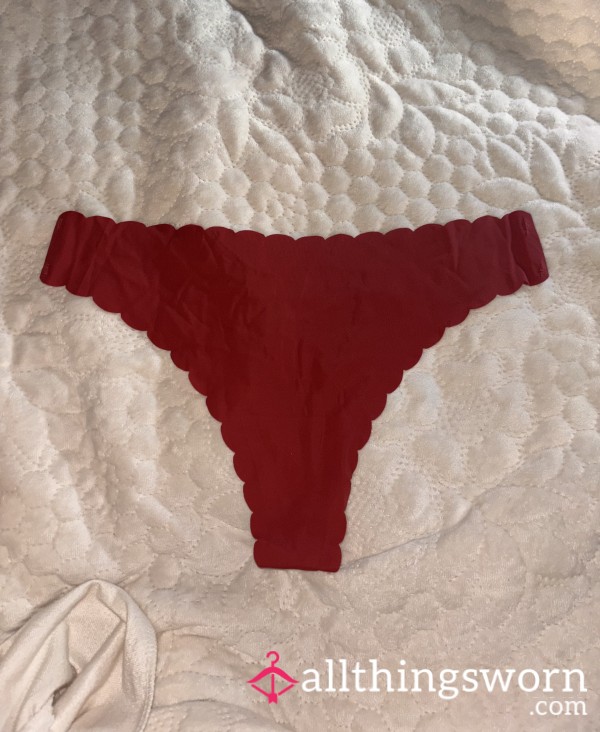 Red Scalloped Seamless Thong