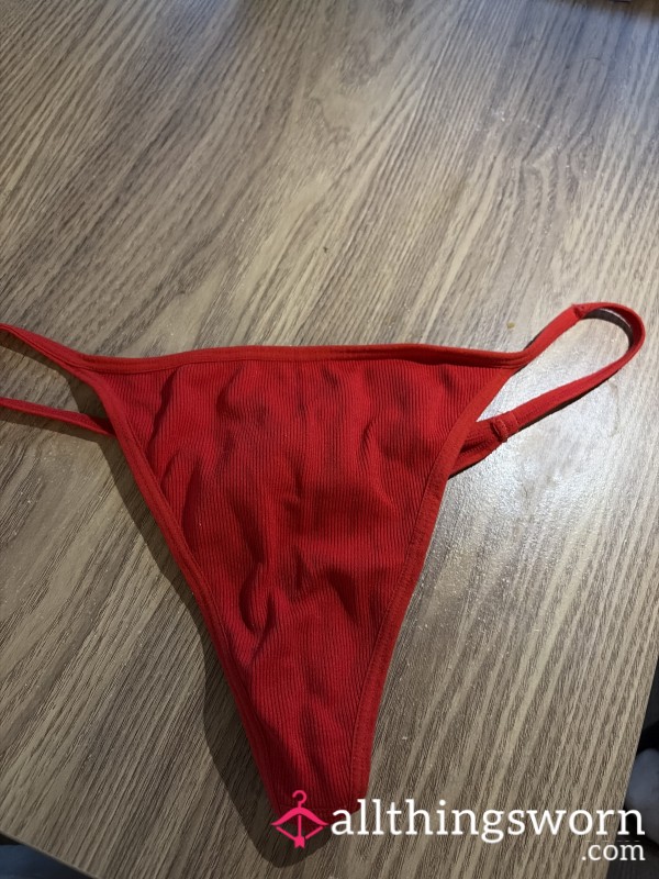 Red Seamless Used Thong