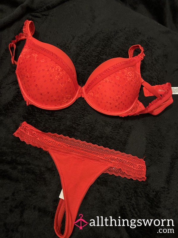 🔥 Red Seduction – Worn Bra & Thong Lingerie Set ❤️