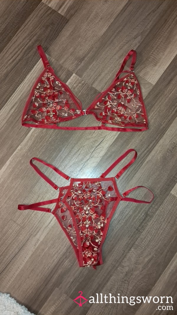 Red See-through Lingerie Set
