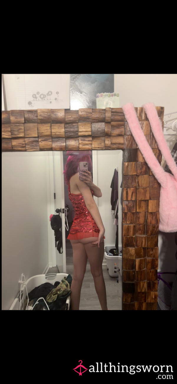 Red Sequins Mini Dress