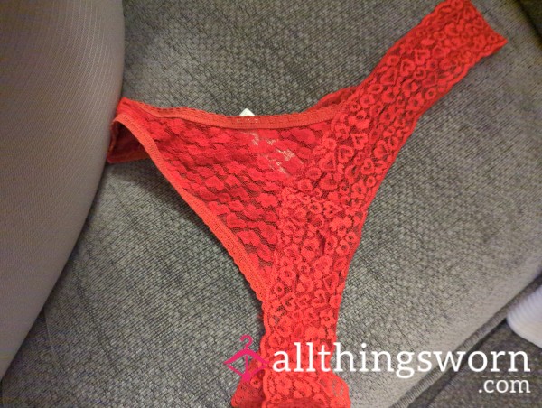 Red S**y Thong Been Worn All Day And Ready For Someone To Collect And Enjoy