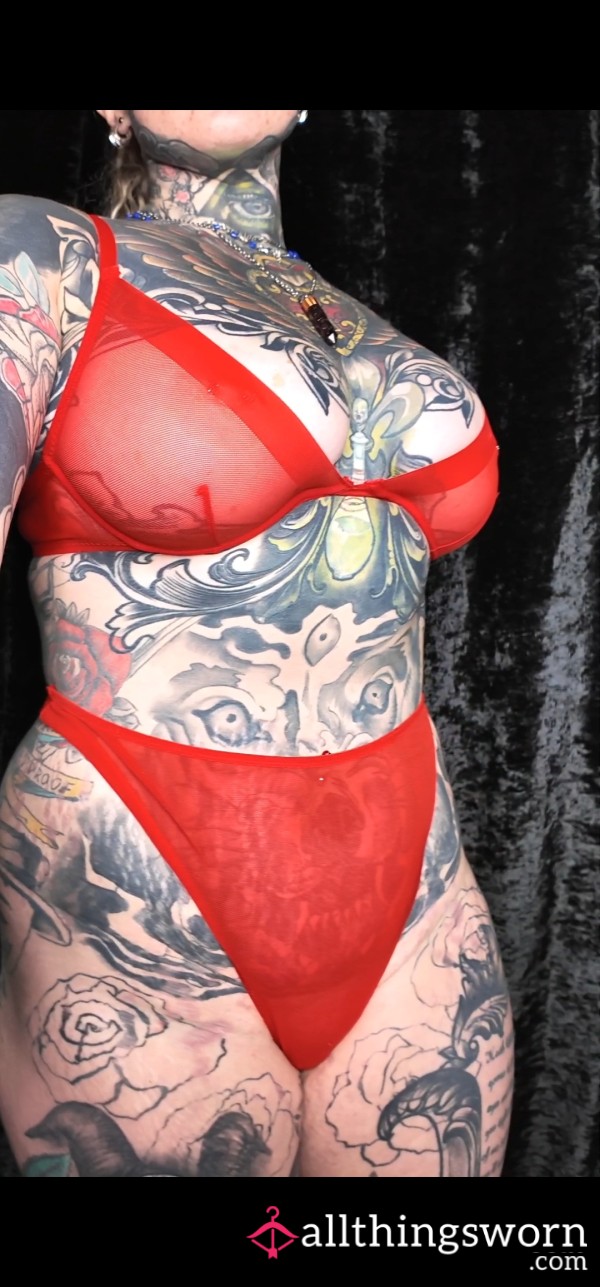 ❤️‍🔥 Red Sheer Bra & Thong – Bold, Bare & Soaking Wet