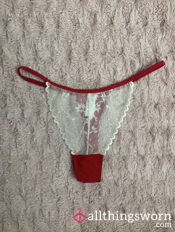 Red Sheer Lace Thong