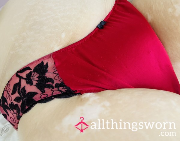 Red Silky & Lace Panties