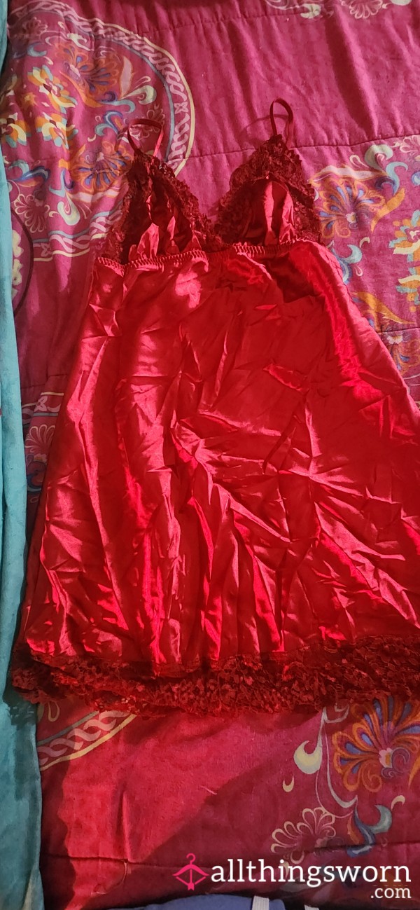 Red Silk Night Slip
