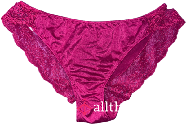 Red Silky Panties With Lace Accent