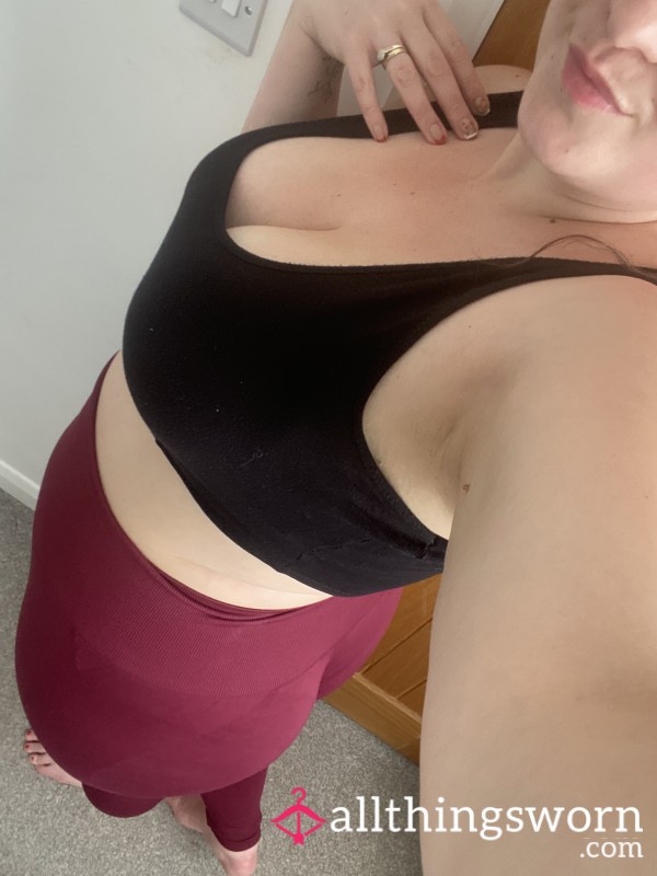 Red Skin Tight Gym Leggings - Rouched B*m