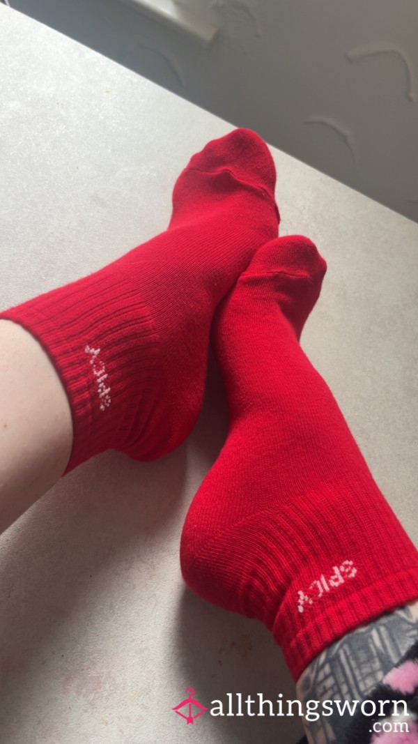 Red Spicy Over Ankle Socks 48hr❤️