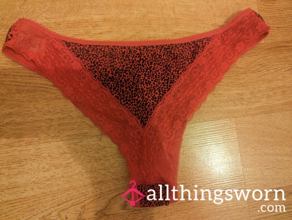 Red Spotty Cotton And Lace Brazilians