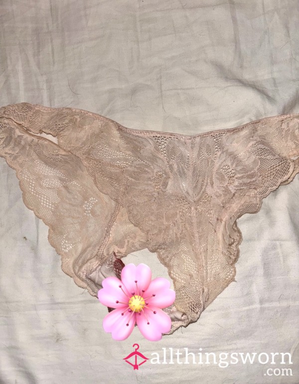 Red Stained Pink Laced Panties 👅