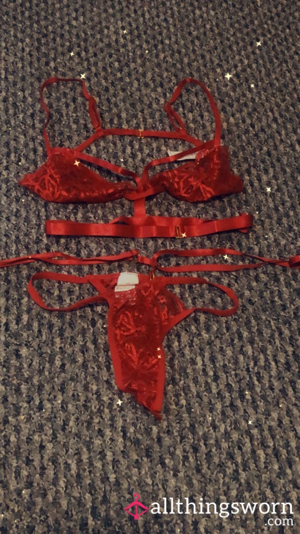 Red Strappy Lingerie  With Thong