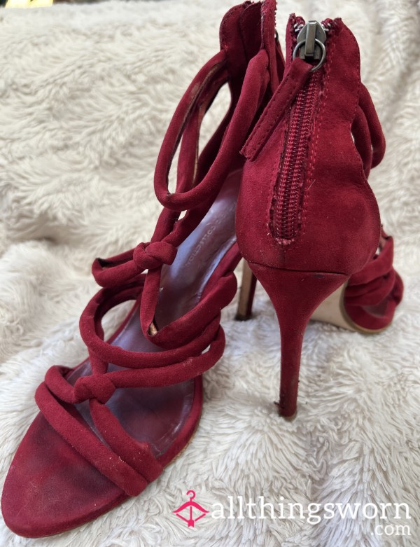 Red Strappy Worn Heels