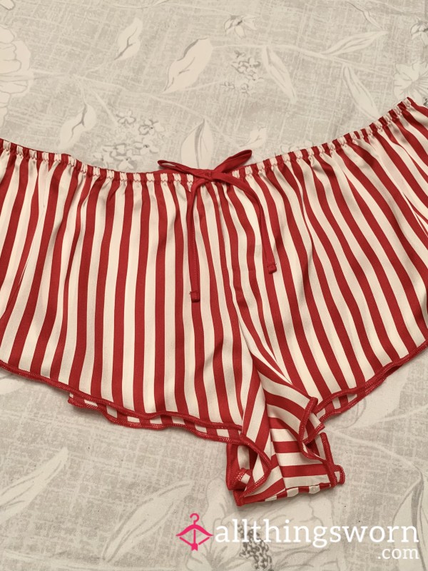Red Striped Satin Feel Nightwear Panties
