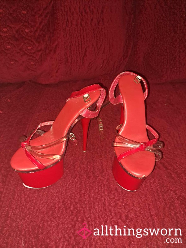 Red Stripper Heels - Size 7