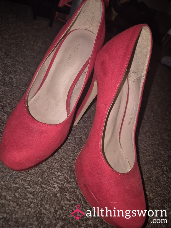 Red Suede High Heels Size 4